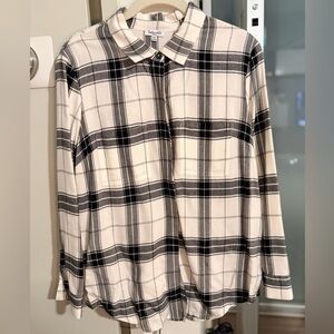 SPLENDID Plaid Shirt with drawstring belt - Black & White - Small